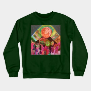Contrasting Variations in Pink and Green Crewneck Sweatshirt